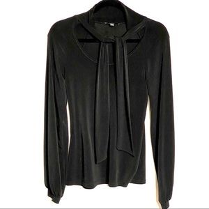 Express Tie neck keyhole top, Black, XS